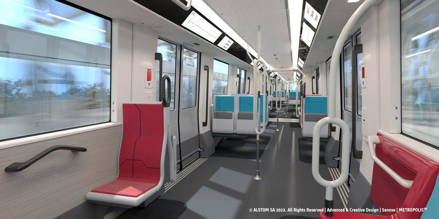 Le design intérieur des rames de la future ligne 18 du nouveau métro francilien révélé par Île-de-France Mobilités, la Société du Grand Paris et Alstom